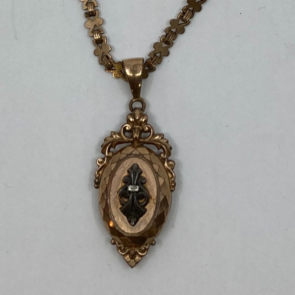 Vtg 1900 Victorian Edwardian gold filled locket necklace